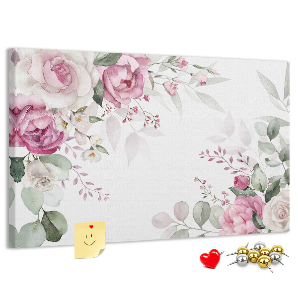 Korkbild mit Blumenmuster in Pastelltönen