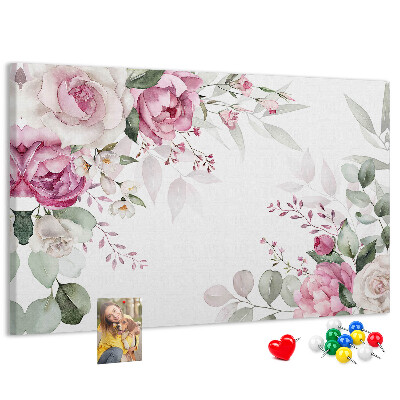 Korkbild mit Blumenmuster in Pastelltönen
