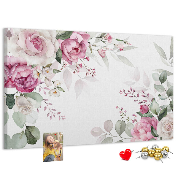 Korkbild mit Blumenmuster in Pastelltönen