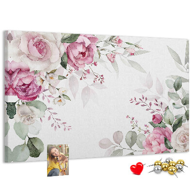 Korkbild mit Blumenmuster in Pastelltönen