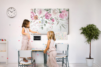 Bild mit Korkrückwand Blumenmuster in zarten Rosatönen