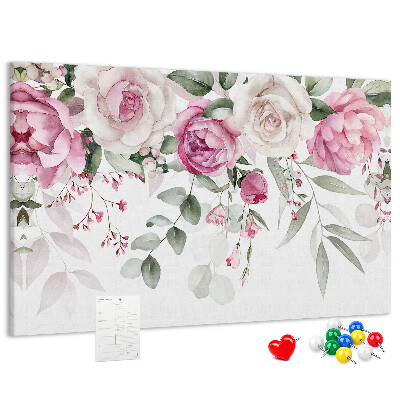 Bild mit Korkrückwand Blumenmuster in zarten Rosatönen