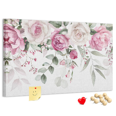 Bild mit Korkrückwand Blumenmuster in zarten Rosatönen