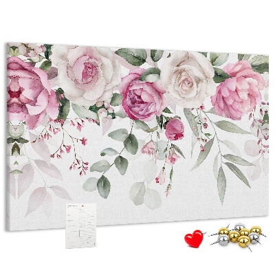 Bild mit Korkrückwand Blumenmuster in zarten Rosatönen