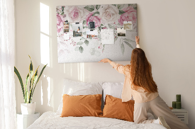 Bild mit Korkrückwand Blumenmuster in zarten Rosatönen