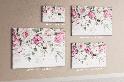 Bild mit Korkrückwand Blumenmuster in zarten Rosatönen