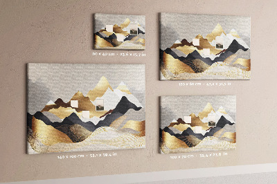 Bilder mit Korkrückwand goldene Berge vor grauem Hintergrund