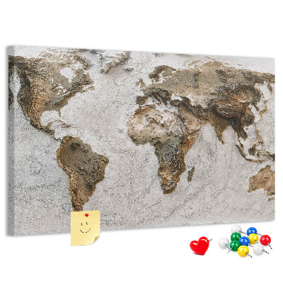Korktafel Weltkarte in Brauntönen