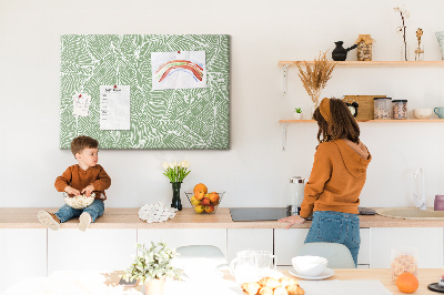 Bild mit Korkrückwand Blattmuster mit feinen Linien
