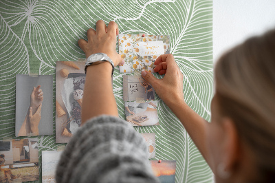Bild mit Korkrückwand Blattmuster mit feinen Linien
