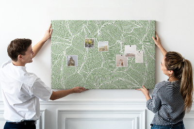 Bild mit Korkrückwand Blattmuster mit feinen Linien