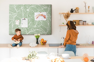 Bild mit Korkrückwand Blattmuster mit feinen Linien