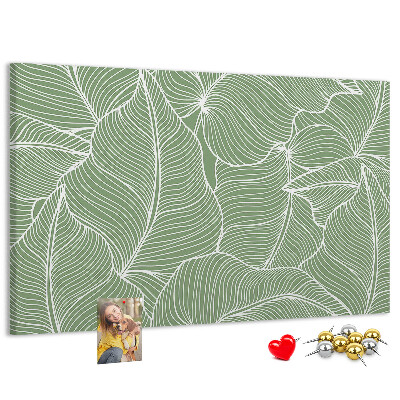 Bild mit Korkrückwand Blattmuster mit feinen Linien