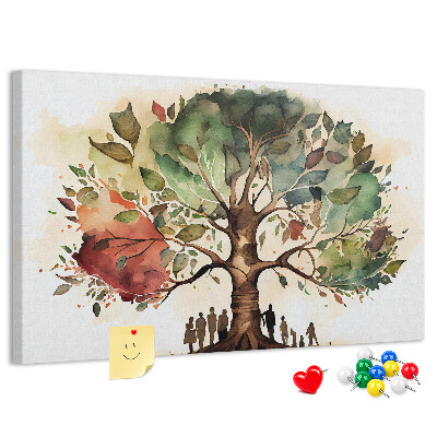 Korktafel mit Motiv Der Baum des Lebens mit Menschen im Schatten