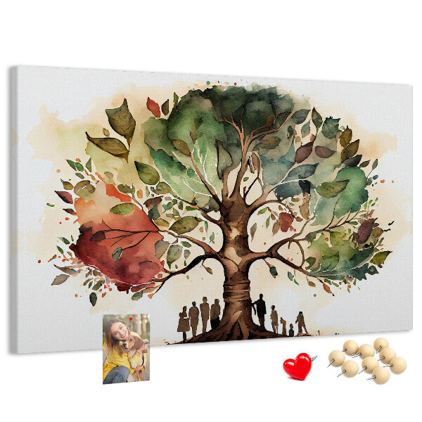 Korktafel mit Motiv Der Baum des Lebens mit Menschen im Schatten
