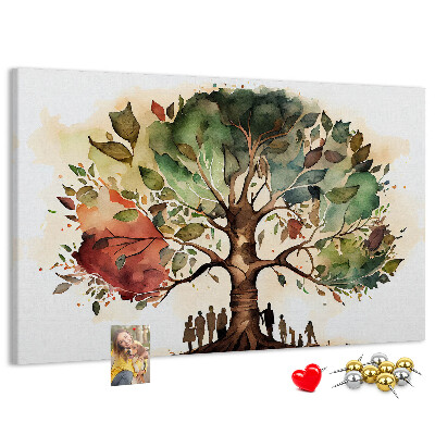 Korktafel mit Motiv Der Baum des Lebens mit Menschen im Schatten