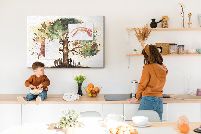 Korktafel mit Motiv Der Baum des Lebens mit Menschen im Schatten