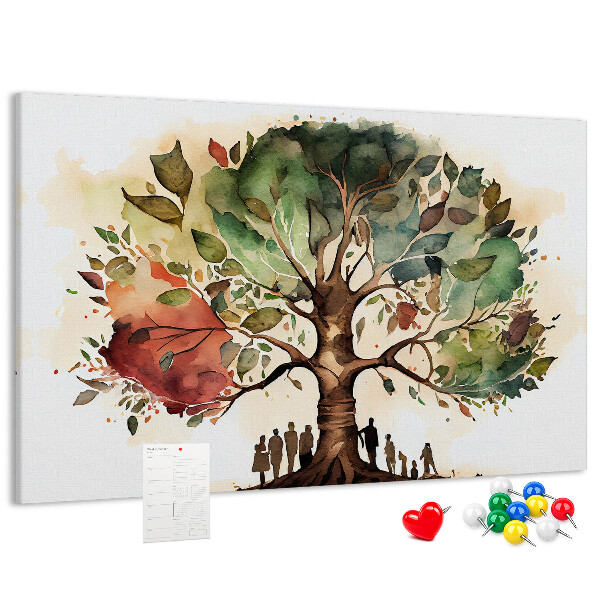 Korktafel mit Motiv Der Baum des Lebens mit Menschen im Schatten