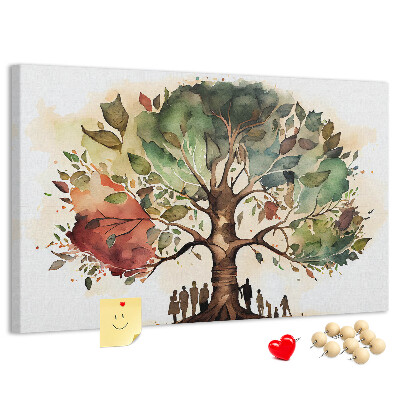 Korktafel mit Motiv Der Baum des Lebens mit Menschen im Schatten