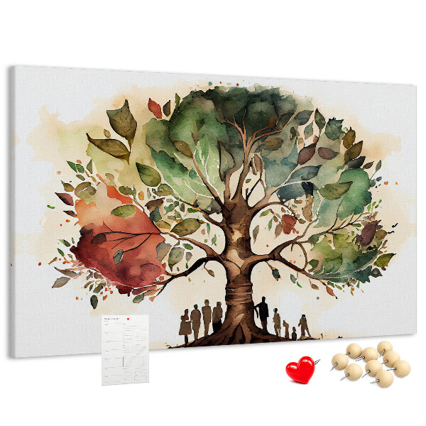 Korktafel mit Motiv Der Baum des Lebens mit Menschen im Schatten