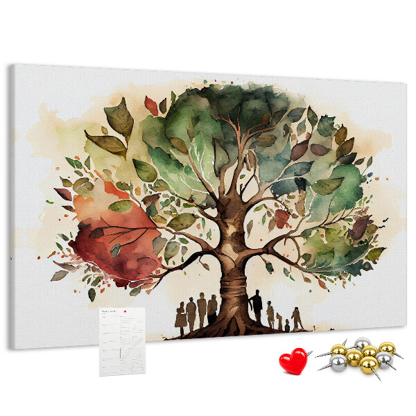 Korktafel mit Motiv Der Baum des Lebens mit Menschen im Schatten