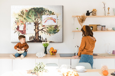 Korktafel mit Motiv Der Baum des Lebens mit Menschen im Schatten