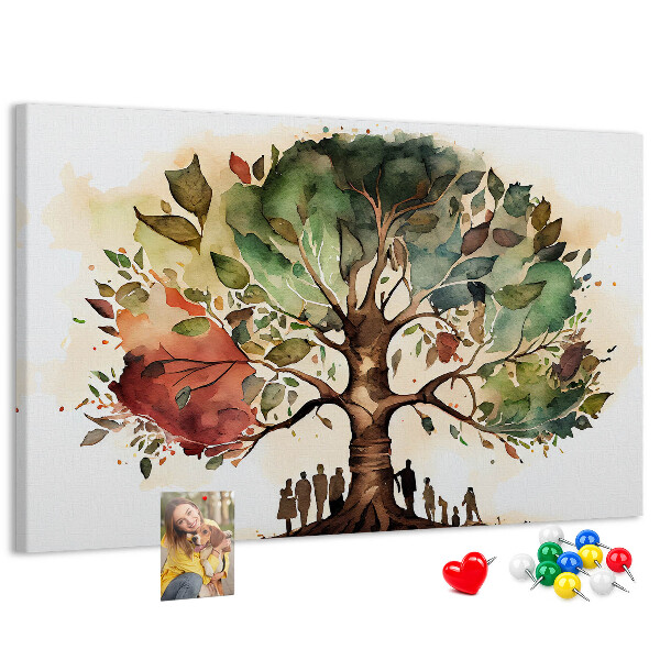 Korktafel mit Motiv Der Baum des Lebens mit Menschen im Schatten