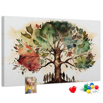 Korktafel mit Motiv Der Baum des Lebens mit Menschen im Schatten