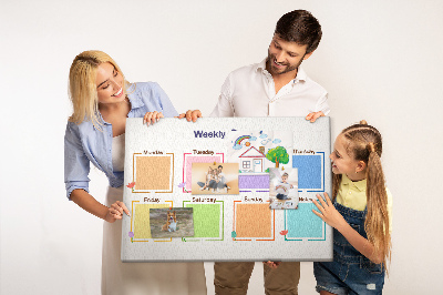 Korkbild Wochenkalender mit floralen Akzenten