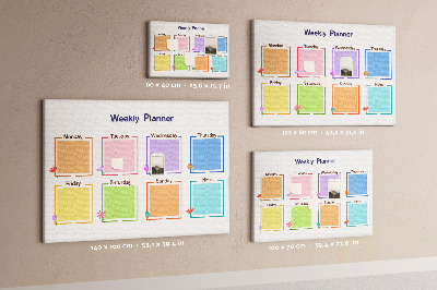 Korkbild Wochenkalender mit floralen Akzenten