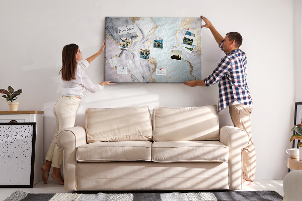 Bilder mit Korkrückwand elegantes Marmormuster mit goldenen Akzenten