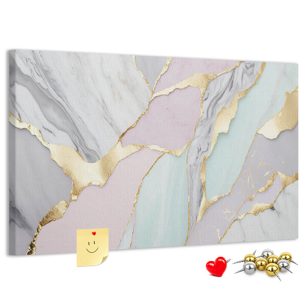 Korktafel in eleganter Marmoroptik mit goldenen Akzenten