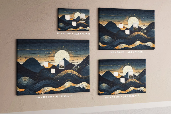 Bild mit Korkrückwand Berglandschaft im Nachtlicht