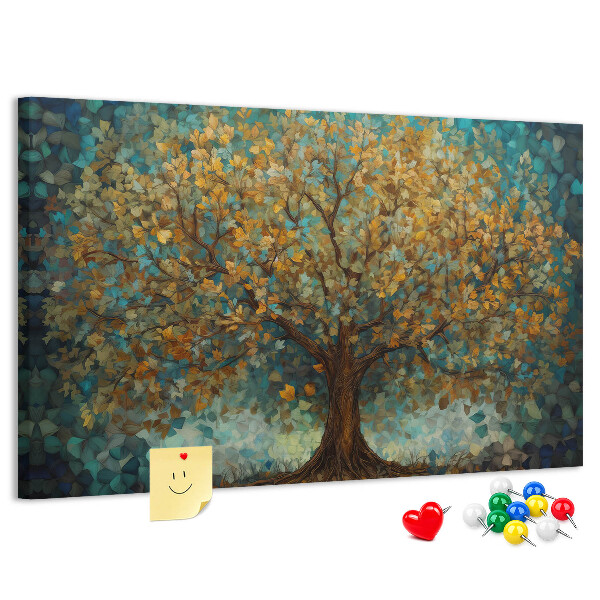 Bild mit Korkrückwand Goldene Herbsteiche vor dem Himmel