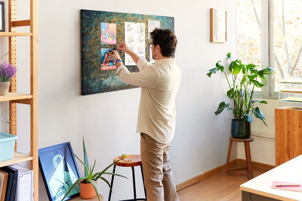 Bild mit Korkrückwand Goldene Herbsteiche vor dem Himmel