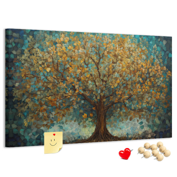 Bild mit Korkrückwand Goldene Herbsteiche vor dem Himmel