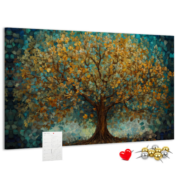 Bild mit Korkrückwand Goldene Herbsteiche vor dem Himmel