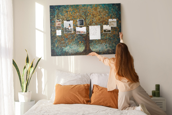 Bild mit Korkrückwand Goldene Herbsteiche vor dem Himmel