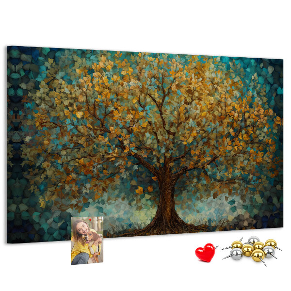 Bild mit Korkrückwand Goldene Herbsteiche vor dem Himmel