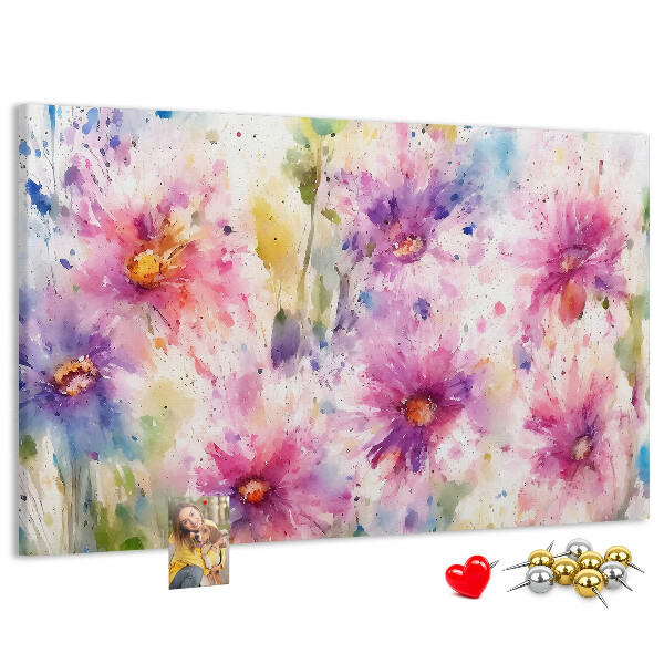 Bilder mit Korkrückwand Blumen-Aquarellbilder in Rosatönen