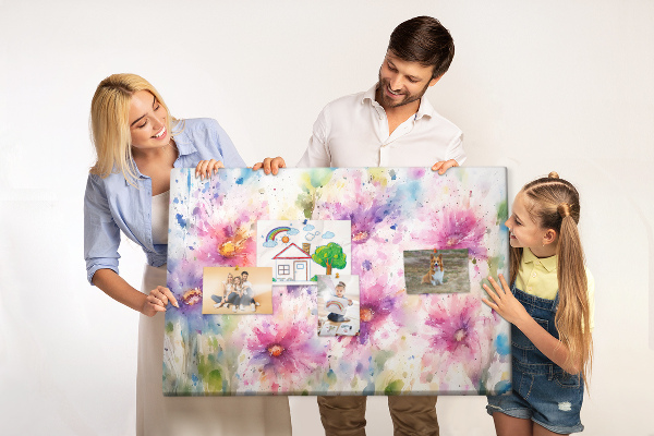 Bilder mit Korkrückwand Blumen-Aquarellbilder in Rosatönen