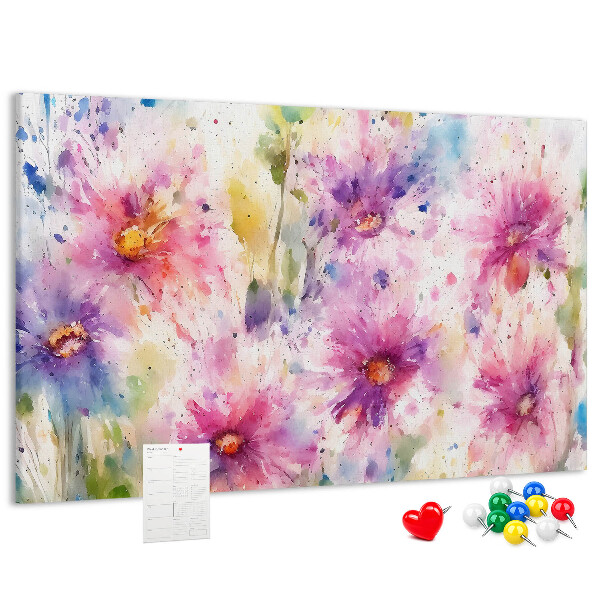 Bilder mit Korkrückwand Blumen-Aquarellbilder in Rosatönen