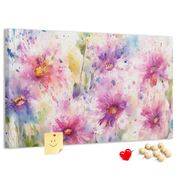 Bilder mit Korkrückwand Blumen-Aquarellbilder in Rosatönen