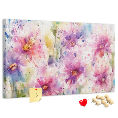 Bilder mit Korkrückwand Blumen-Aquarellbilder in Rosatönen