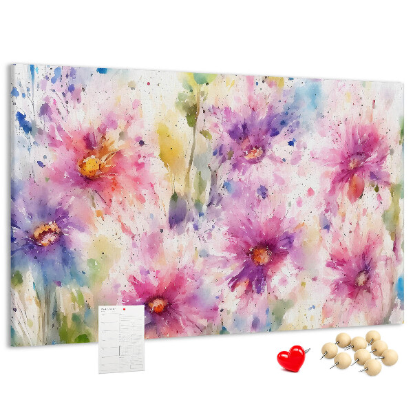 Bilder mit Korkrückwand Blumen-Aquarellbilder in Rosatönen