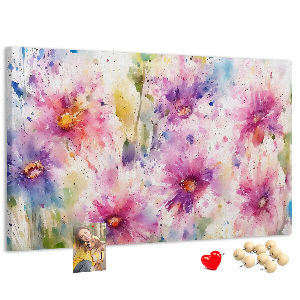 Bilder mit Korkrückwand Blumen-Aquarellbilder in Rosatönen