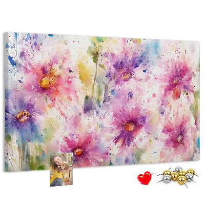 Bilder mit Korkrückwand Blumen-Aquarellbilder in Rosatönen