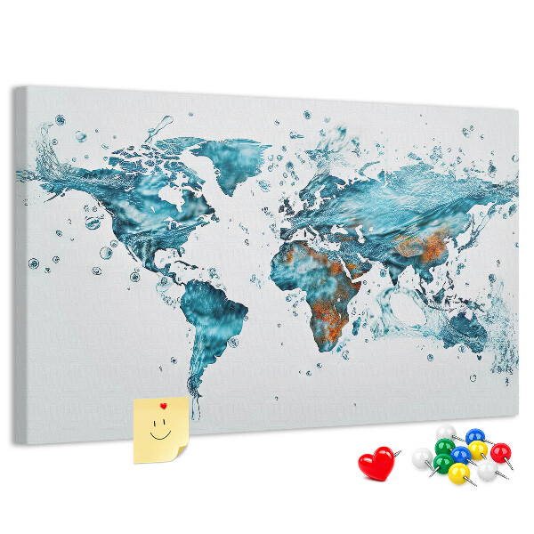 Korkbild Weltkarte Aquarell-Design