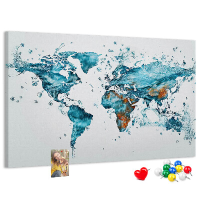 Korkbild Weltkarte Aquarell-Design