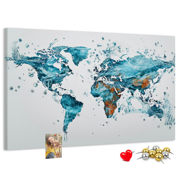 Korkbild Weltkarte Aquarell-Design